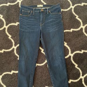 Madewell stretch skinny jeans, 9” high rise, size 31. Dark blue.
